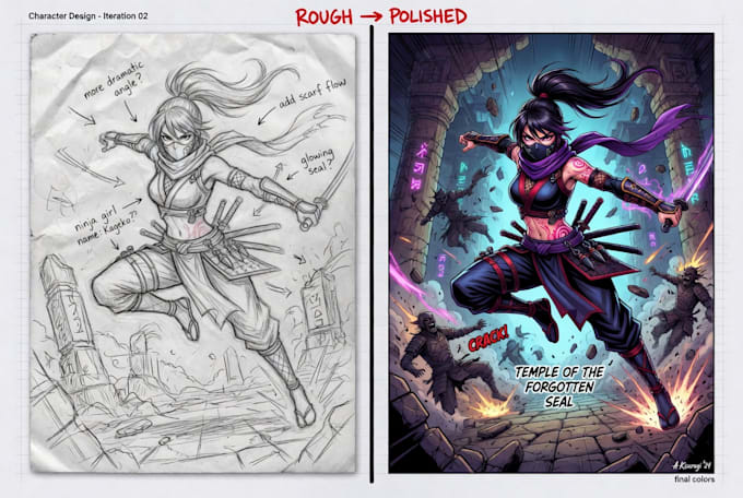 draw professional comic pages and webtoon panels