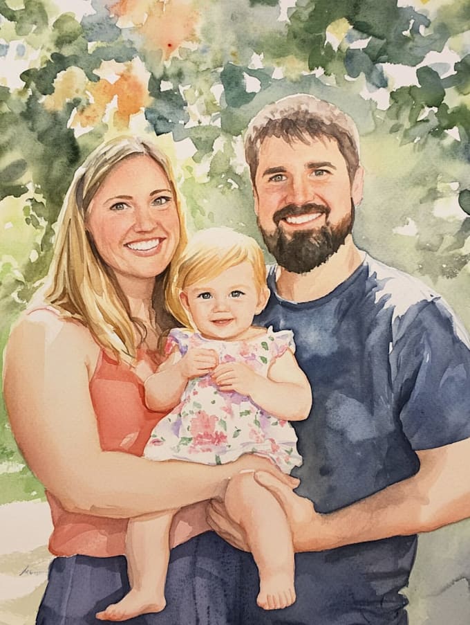 custom watercolor family portrait