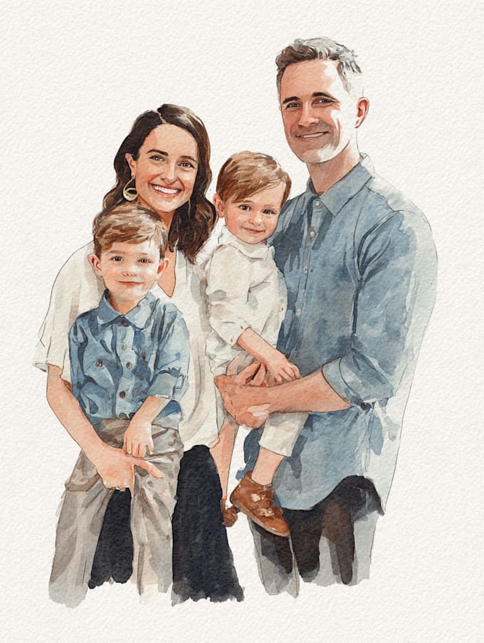 make watercolor family portrait