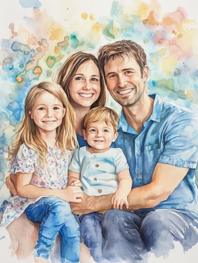 custom watercolor family portrait