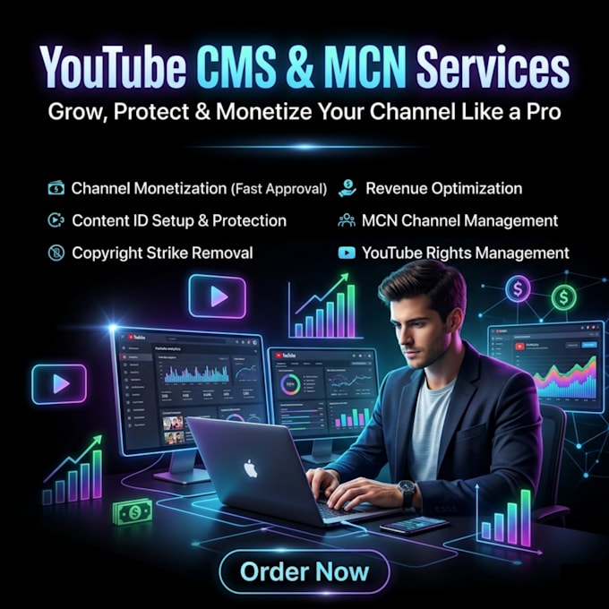 set up youtube cms, mcn and provide channel management