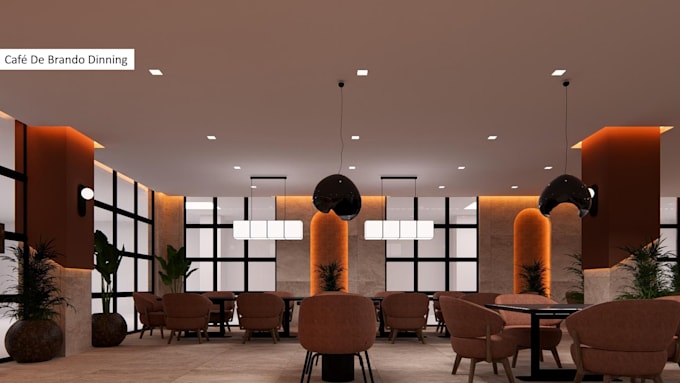 do restaurant interior design and realistic 3d rendering