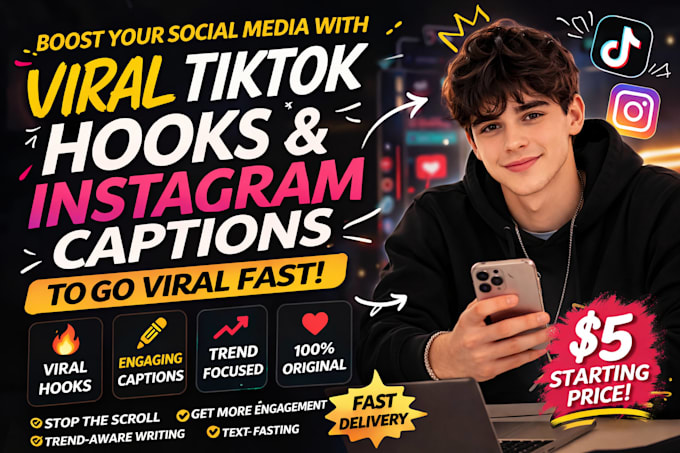 write viral tiktok hooks and engaging instagram captions