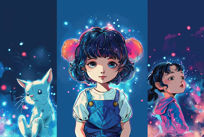 drawing anything with neon color style