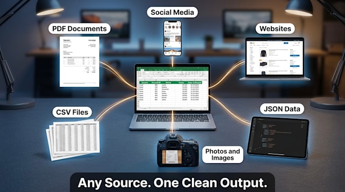 extract, scrape, clean and consolidate data from any source into structured data