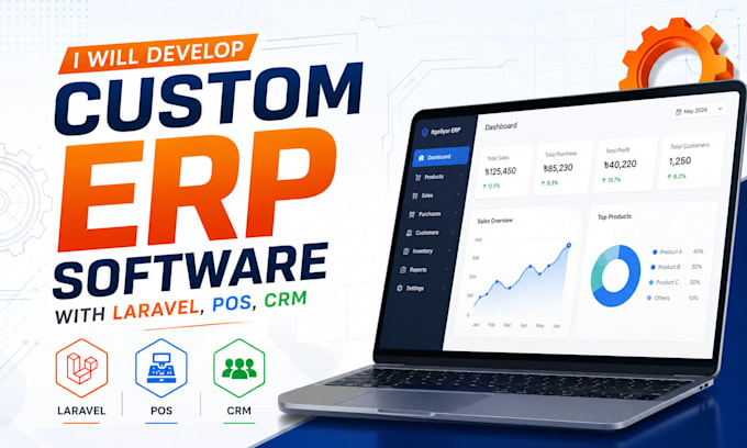develop custom erp software system with laravel, pos, CRM