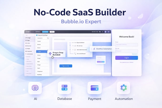 develop bubble io, saas mvp, and scalable no code web application
