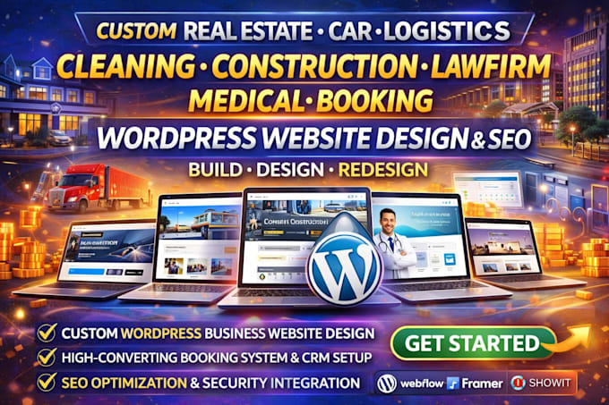 custom real estate car logistics construction wordpress website design redesign