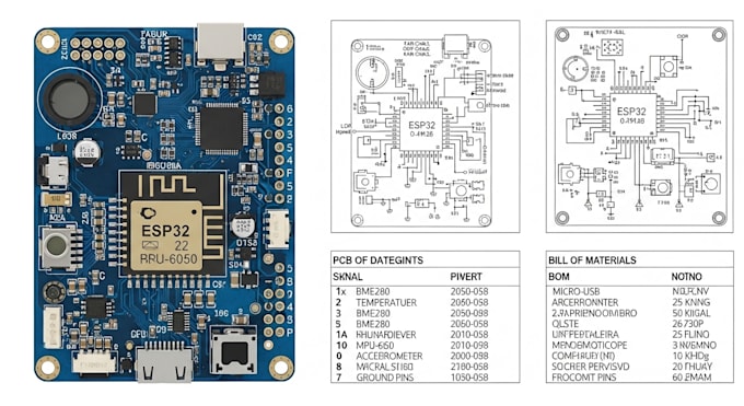 Design iot device pcb with esp32 sensors schematic and bom by ...