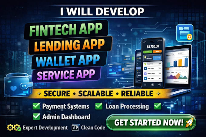 develop fintech app, lending app, wallet app, service app