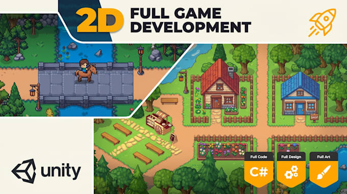 develop stylized unity 2d pixel art game, interactive 2d topdown game for PC