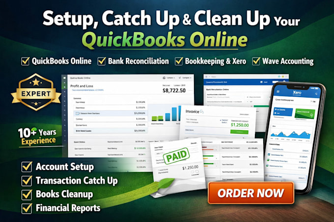 do setup, catchup, cleanup and bookkeeping in quickbooks online