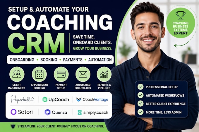 setup coaching CRM for client onboarding scheduling payments and automation