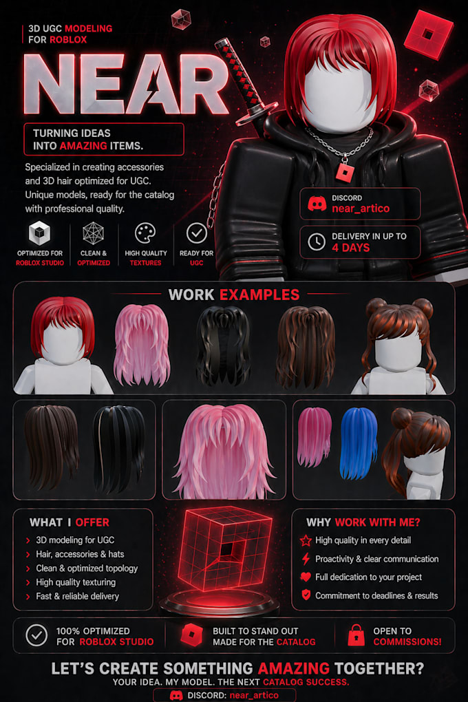 create high quality 3d roblox ugc accessories and hair