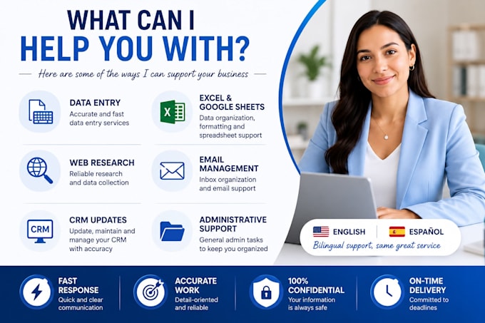 be your bilingual virtual assistant for data entry, excel, and admin support