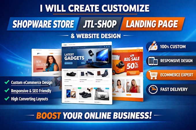 create customize shopware store jtl shop landing page website design