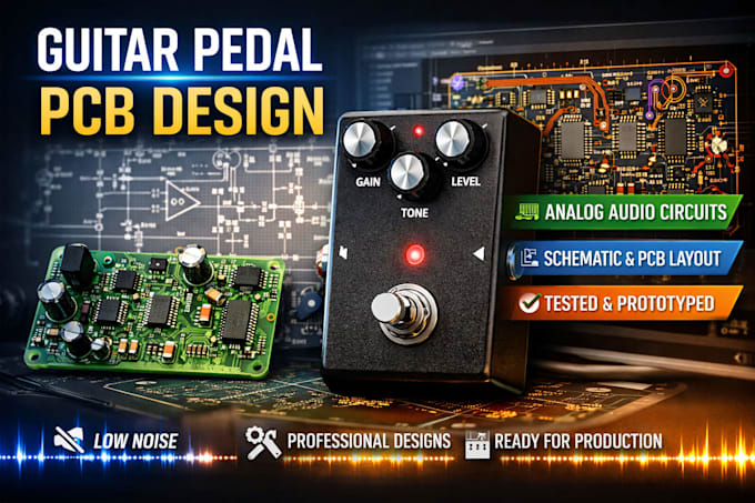 do guitar pedal circuit, pcb, tested analog audio schematic