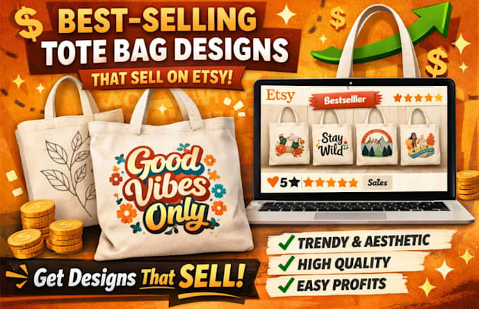create best selling tote bag designs for etsy shops