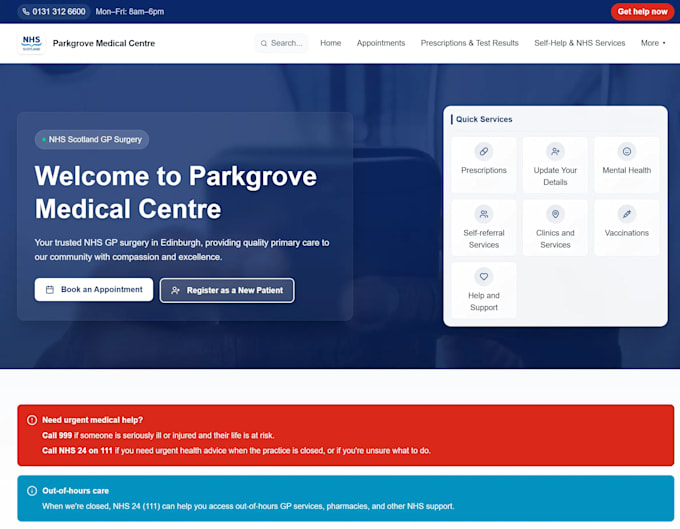 design an nhs compliant gp surgery website