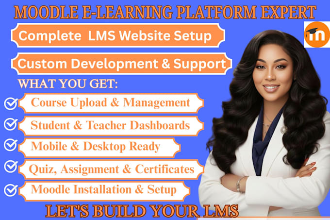 install, customize and design a moodle lms e learning website and online course