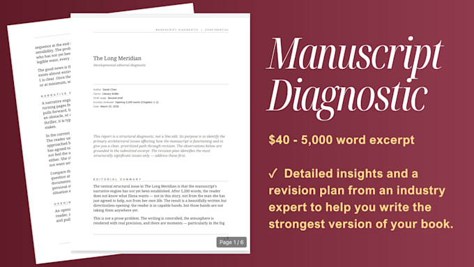 deliver a precise developmental diagnostic of your novel