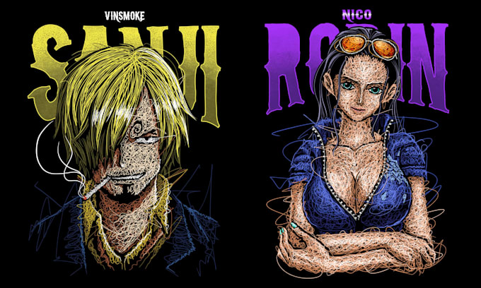 create anime characters into unique scribble art