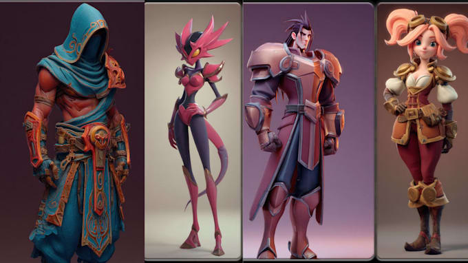 do stylized 3d game character modeling cartoon character for unity unreal game