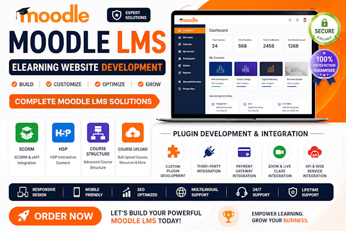 moodle lms website design development setup and customization