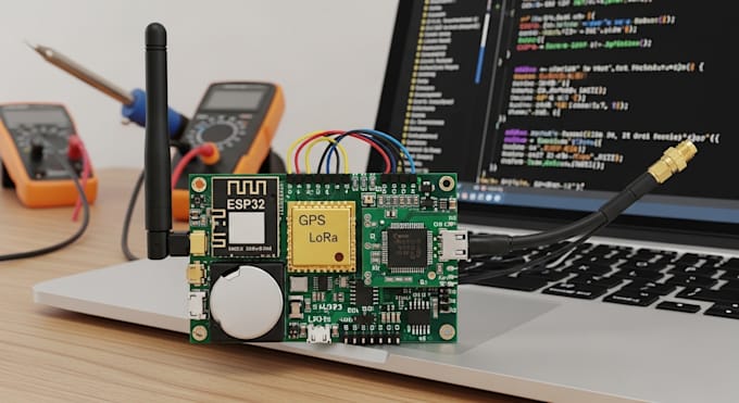 develop esp32 iot gps lora tracking device with custom pcb design and firmware