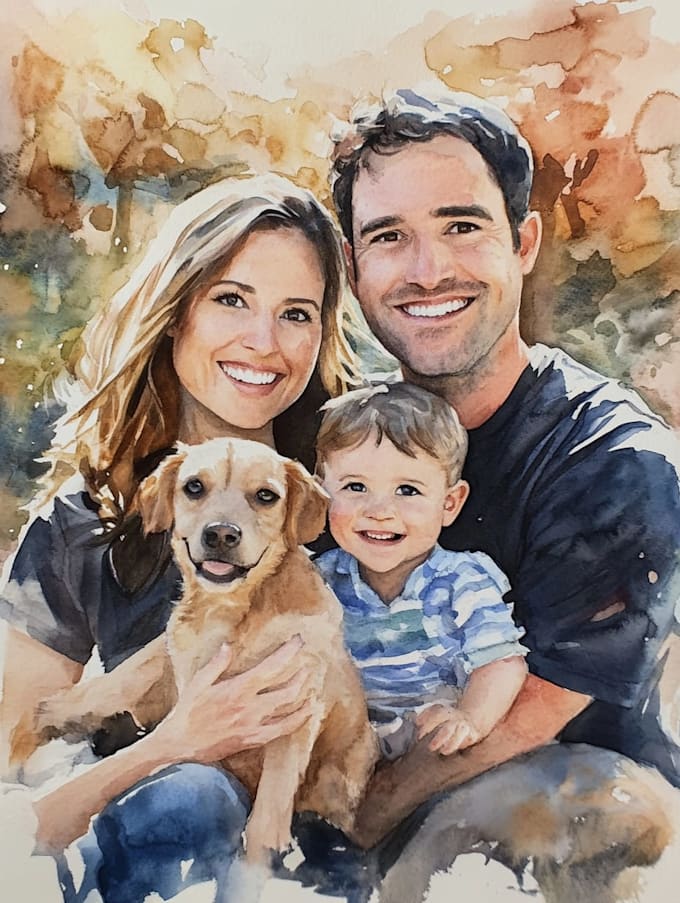 make watercolor family portrait