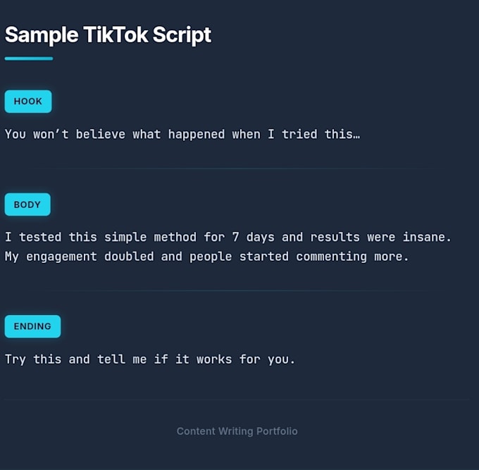 tiktok  reels script writing