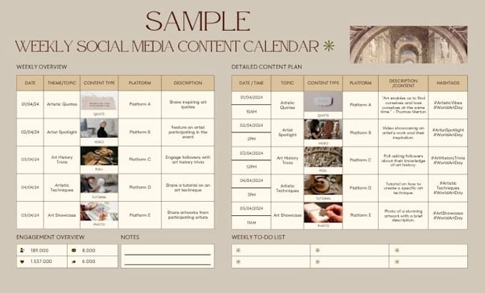 create a social media marketing content calendar