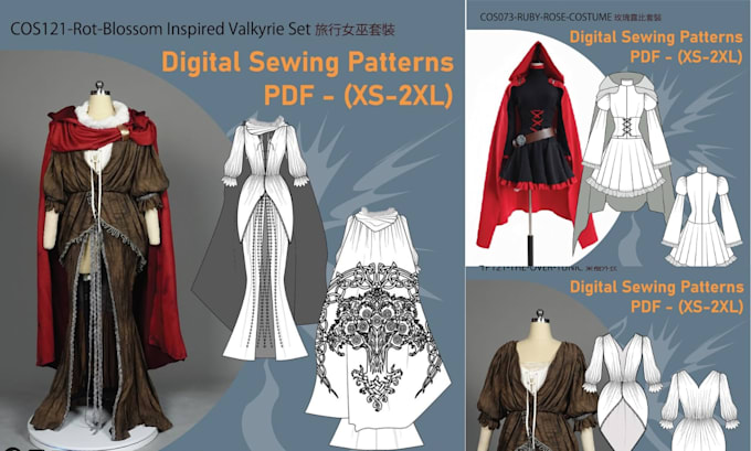 design accurate custom digital sewing pattern and fabric pattern for cosplay