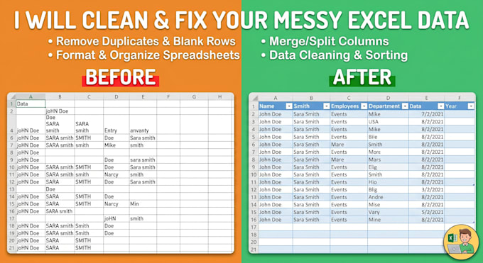 clean, fix, and organize your messy excel data