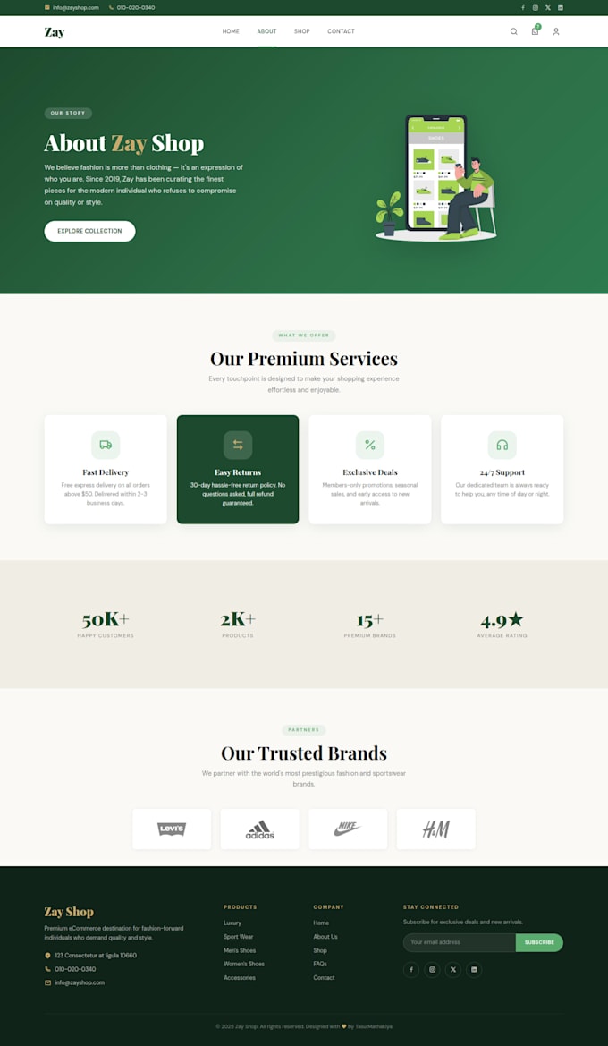 create landing page, custom website page and fix bugs