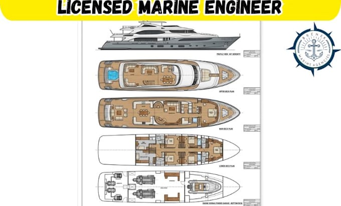 Diseñar casco de barco personalizado, planos ga, distribución del barco ...