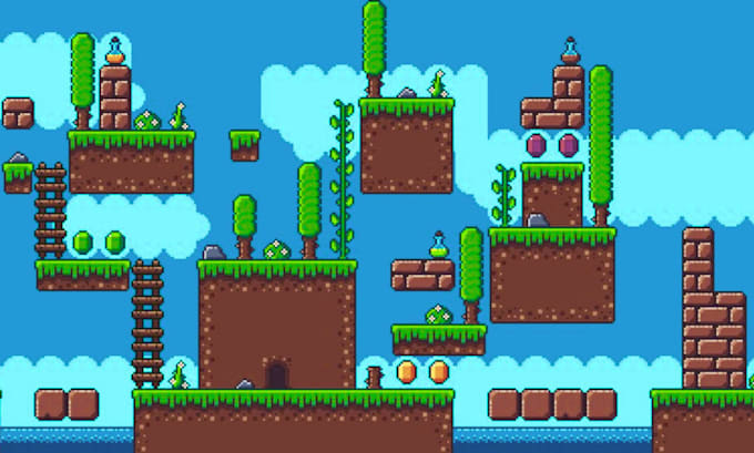design pixel art background, top down tileset, 2d platformer tilemap, game asset
