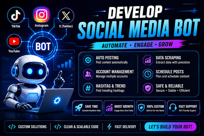 build scalable automation bot for instagram, tiktok, twitter and youtube API