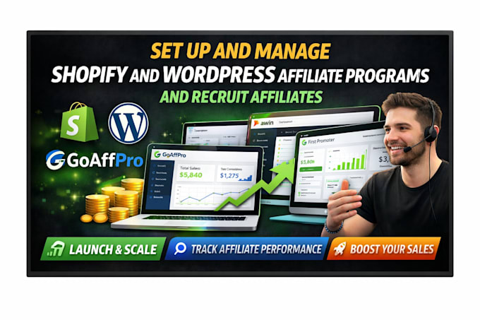 setup and manage shopify and wordpress affiliate program and firstpromoter