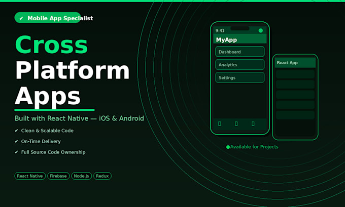 develop a cross platform mobile app using react native for ios and android