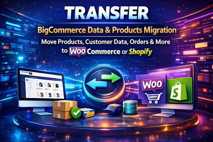 transfer bigcommerce website data, website products to woocommerce or shopify