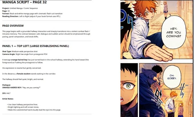 Real Manga Script Write a professional manga script, webtoon, or manhwa story by ...