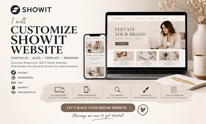 customize showit portfolio website showit blog website template showit redesign