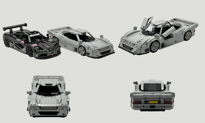 design custom 3d lego model, lego technic car with pdf manual xml part list