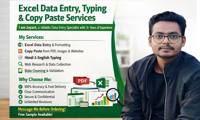 do data entry, typing work, excel data entry and  copy paste