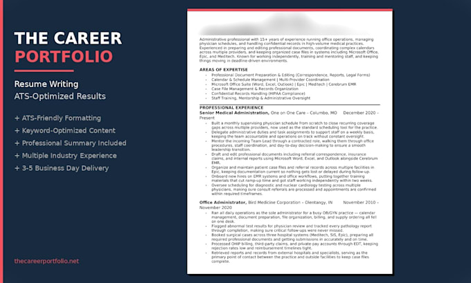 write an ats optimized resume or CV that gets results