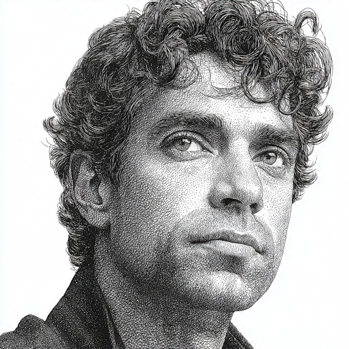 draw a hedcut wsj portrait style from photo