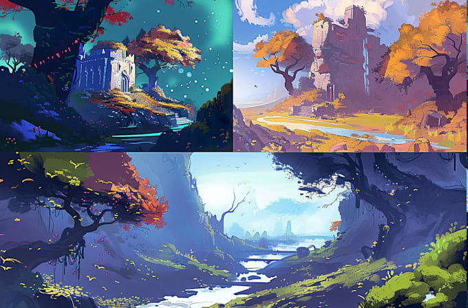Create game background concept art and environment design by ...