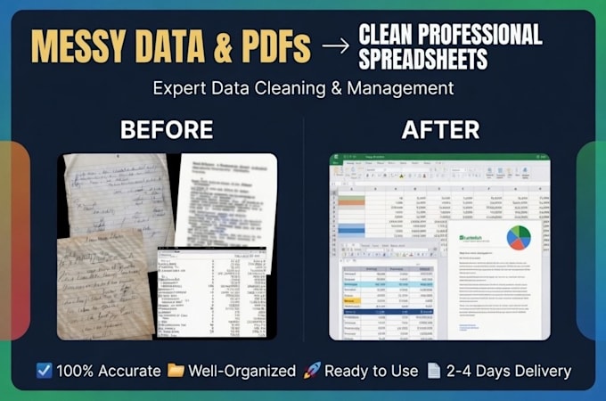 provide professional data management, CRM cleanup, and spreadsheet organization