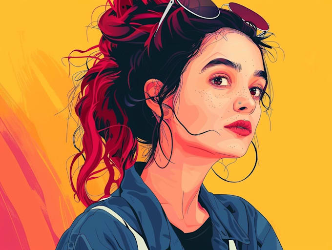 make a stunning fabulous colorful vector art portrait